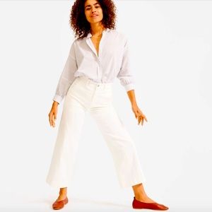 Everlane The Wide Leg Crop Pant High Waisted White Bone 0